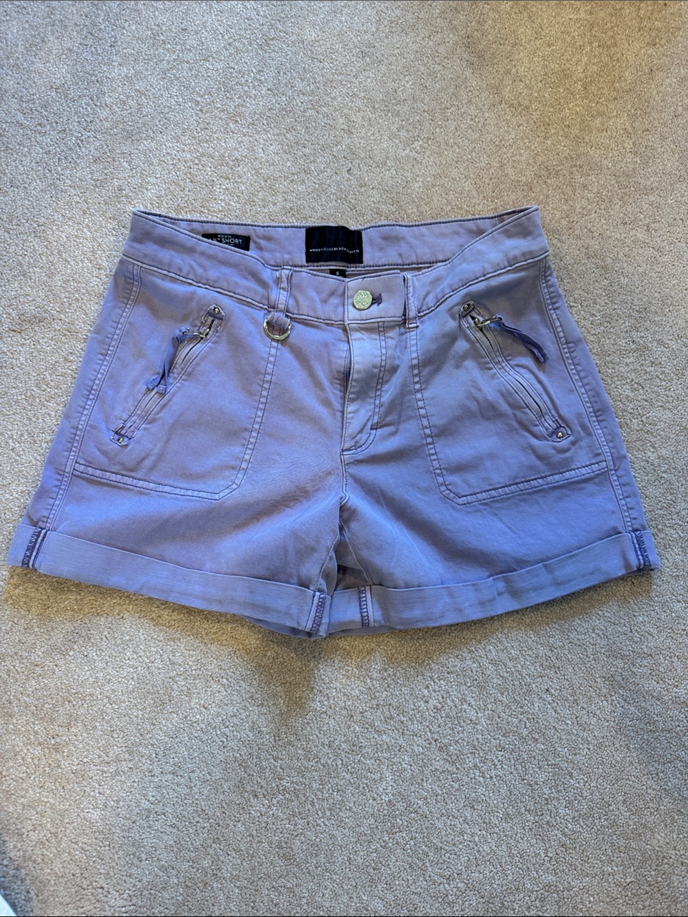 White House Black Market Lavender Roll-Cuff Utility Shorts